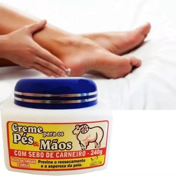 Encontraproduto.com.br - Kit 3x Creme Para Os Pés & Mãos Com Sebo De Carneiro San Jully 240g