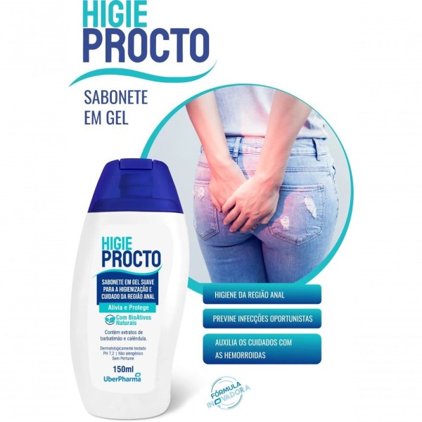 Encontraproduto.com.br - Kit 2x Higieprocto Sabonete 150ml Uberpharma