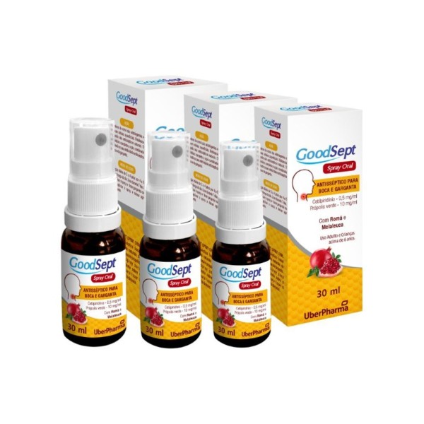 Encontraproduto.com.br - Kit 3x Goodsept Spray Oral Antisséptico Bucal 30ml Uberpharm A