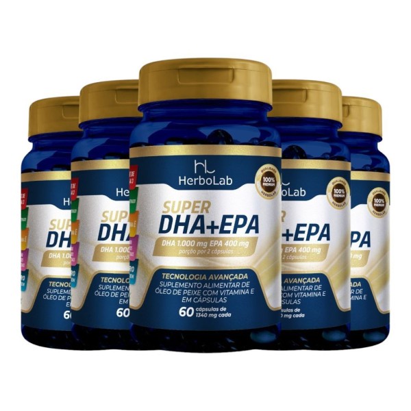 Encontraproduto.com.br - Kit 5x Super Dha + Epa 60 Cps - Herbolab A