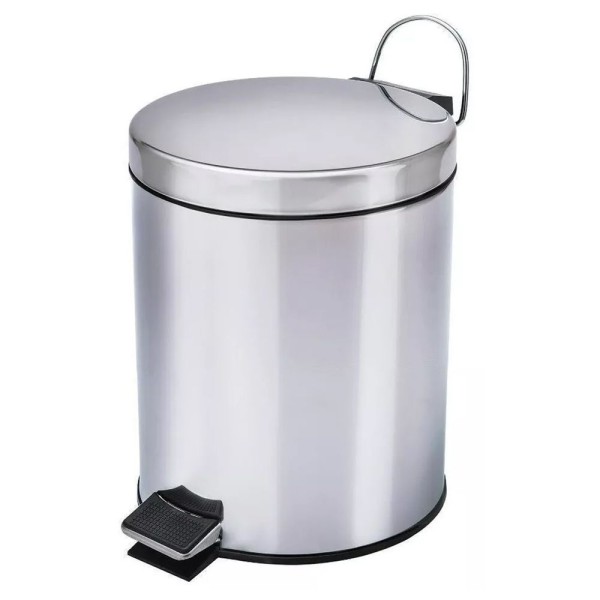 Encontraproduto.com.br - Lixeira Com Pedal E Balde Removível Em Aço Inox 5 Litros - Mundiart Bb3053 05