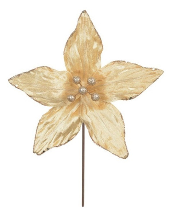 Haste Bico de Papagaio D&A Amarelo com Glitter Champanhe - 20cm