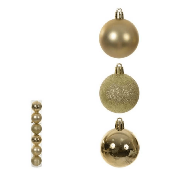 Jogo de Bola de Natal 8Cm Dourado 6 Peças - 81932002 - D&A