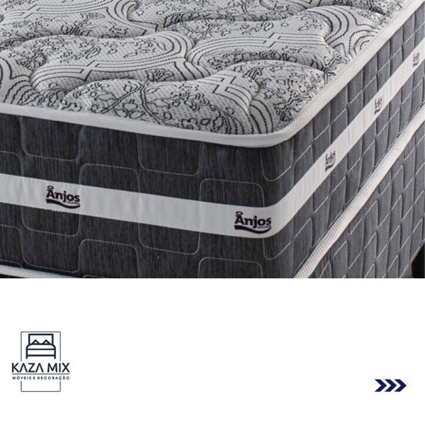 Encontraproduto.com.br - Cama Box Com Baú Bege E Colchão Solteiro Black Grafit Anjos