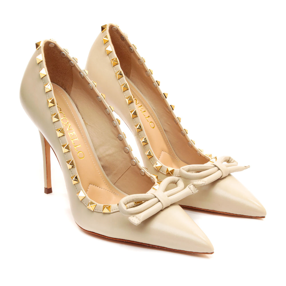 Encontraproduto.com.br - Scarpin Couro Off White Salto Alto Cecconello 2396005-2
