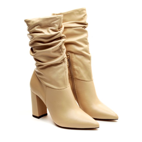 Encontraproduto.com.br - Bota Couro Creme Cano Médio Cecconello 1904001-17