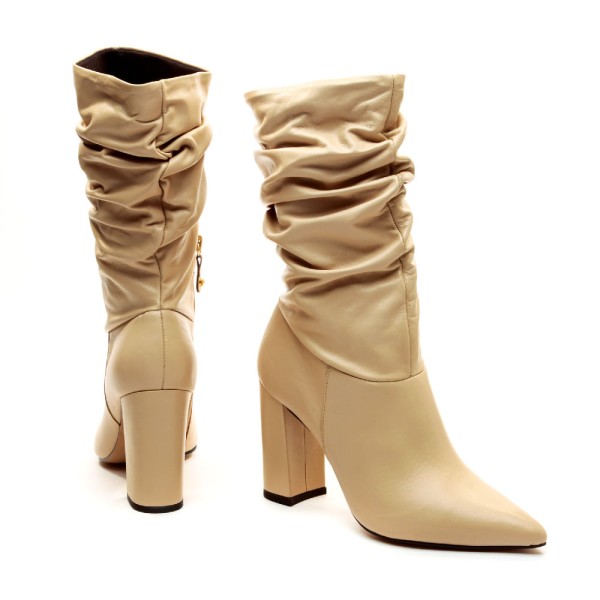 Encontraproduto.com.br - Bota Couro Creme Cano Médio Cecconello 1904001-17