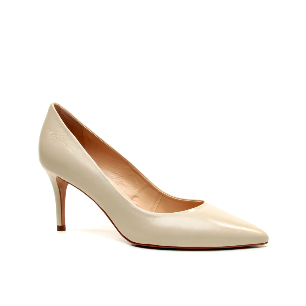 Encontraproduto.com.br - Scarpin Couro Off White Salto Médio Cecconello 2399001-21