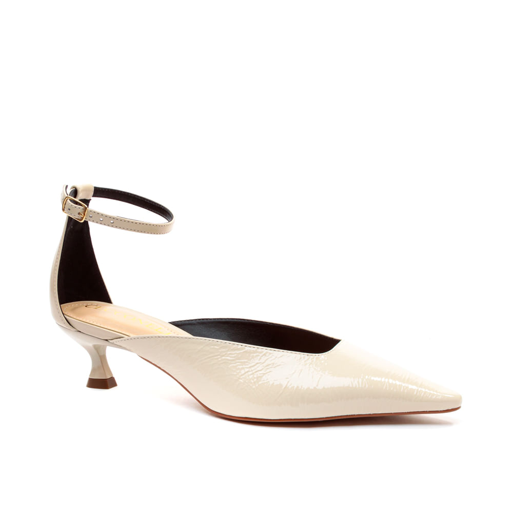 Encontraproduto.com.br - Scarpin Couro Off White Salto Baixo Cecconello 2615005-3
