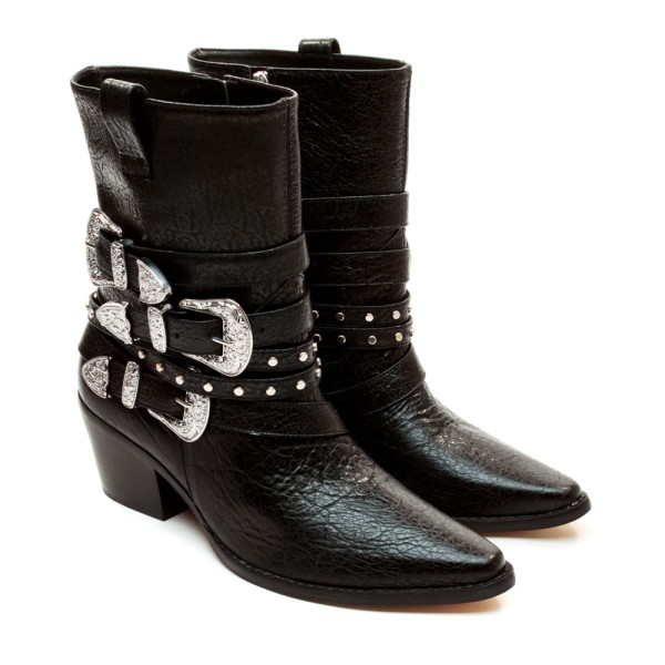 Encontraproduto.com.br - Bota Couro Preto Cano Curto Cecconello 2619007-3
