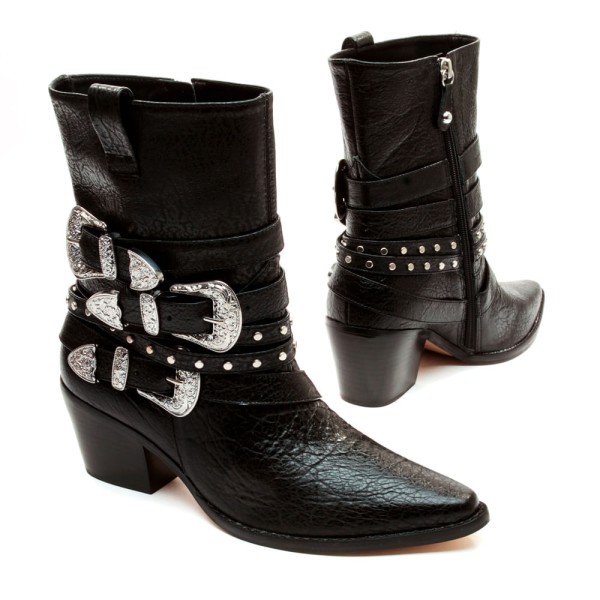 Encontraproduto.com.br - Bota Couro Preto Cano Curto Cecconello 2619007-3