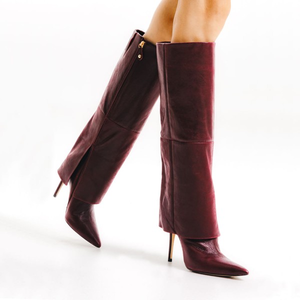 Encontraproduto.com.br - Bota Couro BordÔ Cano Longo Cecconello 2624001-1