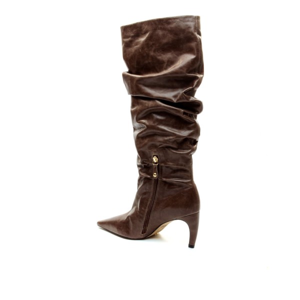 Encontraproduto.com.br - Bota Couro Marrom Cano Longo Cecconello 2625001-3