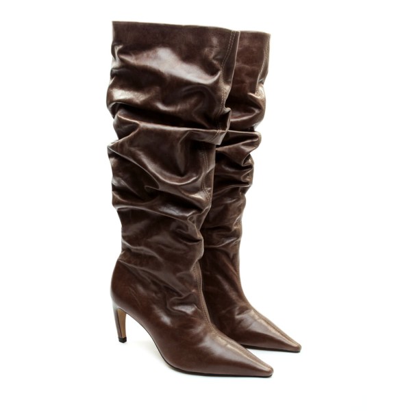Encontraproduto.com.br - Bota Couro Marrom Cano Longo Cecconello 2625001-3