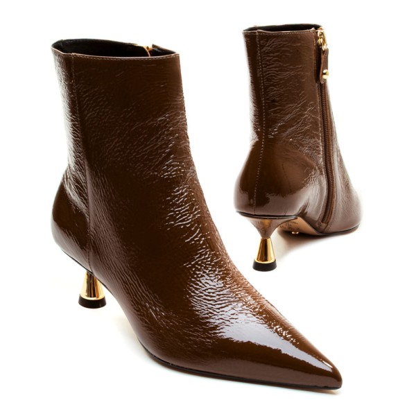 Encontraproduto.com.br - Bota Couro Marrom Cano Curto Cecconello 2620002-15