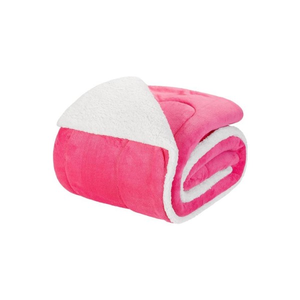 Encontraproduto.com.br - Edredom Queen Coberdrom Noruega Sherpa-mantinha 1 Peça Pink