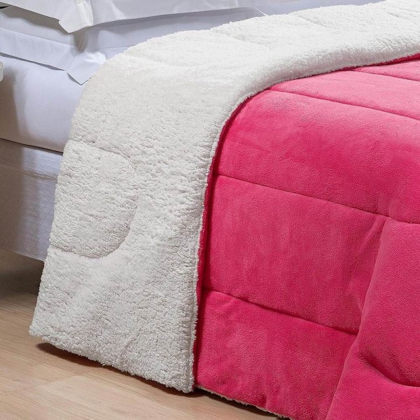 Encontraproduto.com.br - Edredom Queen Coberdrom Noruega Sherpa-mantinha 1 Peça Pink