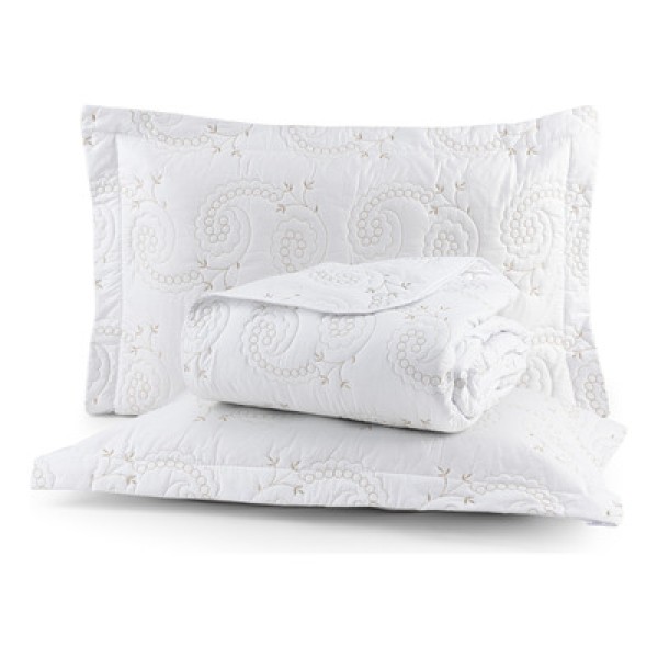 Encontraproduto.com.br - Cobre Leito King Bordado Mistral 200 Fios Algodão - 03 Pçs
