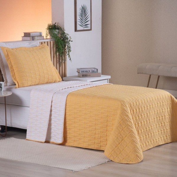 Encontraproduto.com.br - Cobre Leito Solteiro Dupla Face Bordado Cristal - 2 Pçs