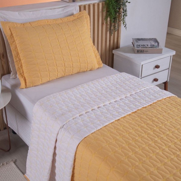 Encontraproduto.com.br - Cobre Leito Solteiro Dupla Face Bordado Cristal - 2 Pçs
