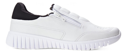 Tênis Usaflex Casual Zíper Sem Cadarço Feminino Branco