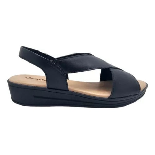 Sandália Usaflex Conforto Anabela Preto