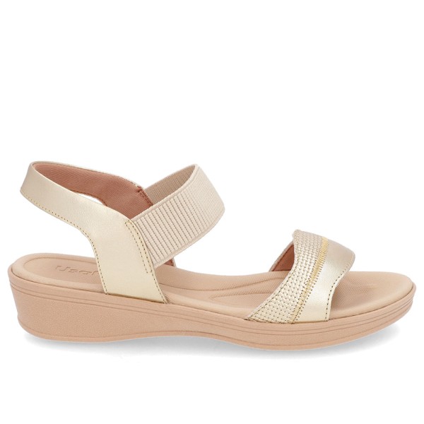 Encontraproduto.com.br - Sandália Usaflex Conforto Elástico Dourado