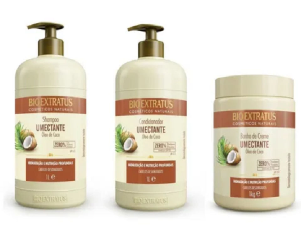 Bio Extratus Umectante Óleo de Coco (Shampoo+Condicionador+Banho de Creme 1L)