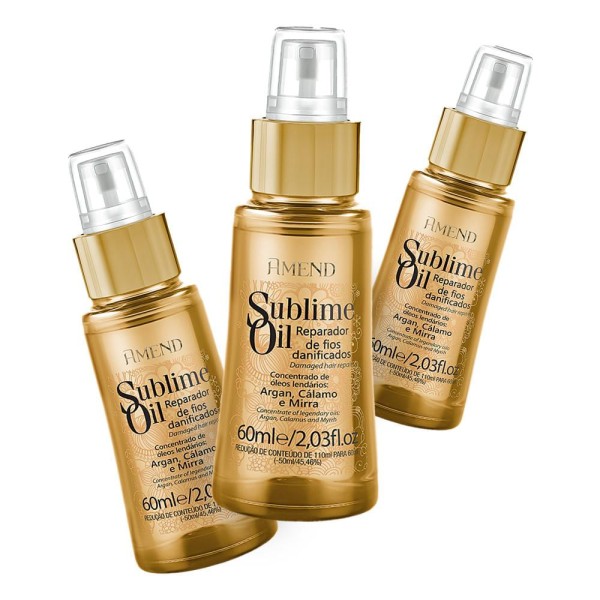 Encontraproduto.com.br - 03 Óleo Reparador De Fios Danificiados Sublime Amend 60ml