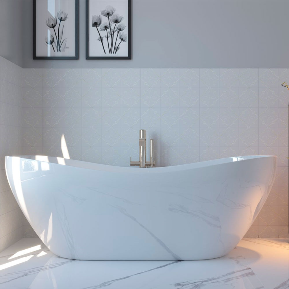 Encontraproduto.com.br - Porcelanato Esmaltado Marmo Branco 80X160cm Po Retificado