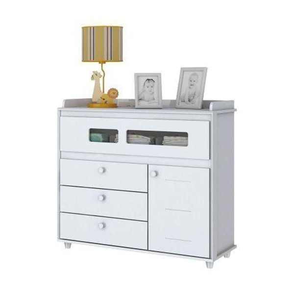 Encontraproduto.com.br - Berço Cômoda E Guarda Roupa 4 Pts Branco E Colchão