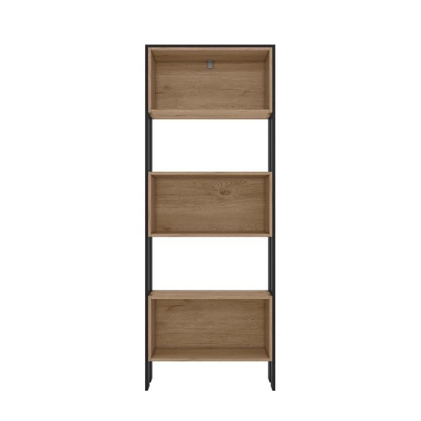 Encontraproduto.com.br - Escritório Com Escrivaninha 2 Gavetas E 2 Livreiros Multiuso Nicho Preto/Carvalho - Fdecor