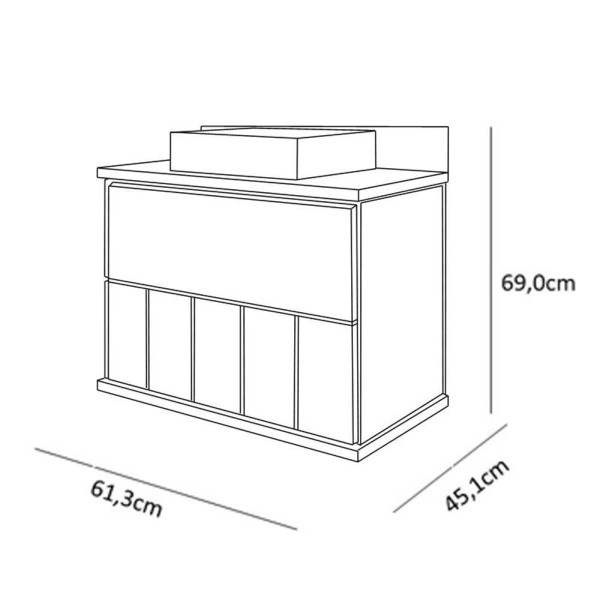 Encontraproduto.com.br - Gabinete De Banheiro Milano 60 Com Espelho Lua Titanium Freijo Mgm