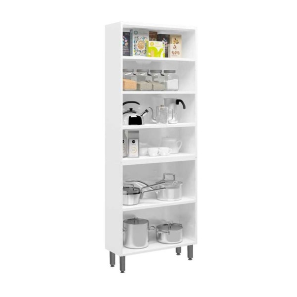 Encontraproduto.com.br - Paneleiro Armário Duplo Multiuso Alto Com Vidro 6 Portas 5 Prateleiras Múltipla Cozinha Branco