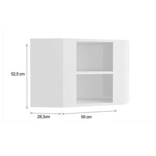 Encontraproduto.com.br - Armário Aéreo P- Cozinha Canto Oblíquo Gourmet 7013 1 Porta 68cm Branco - Bertolini