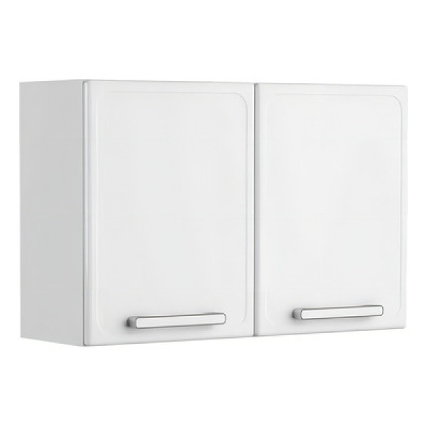 Encontraproduto.com.br - Armário Aéreo Organizador Duplo Para Cozinha Área de Serviço 2 Portas Com Puxadores Gourmet Branco