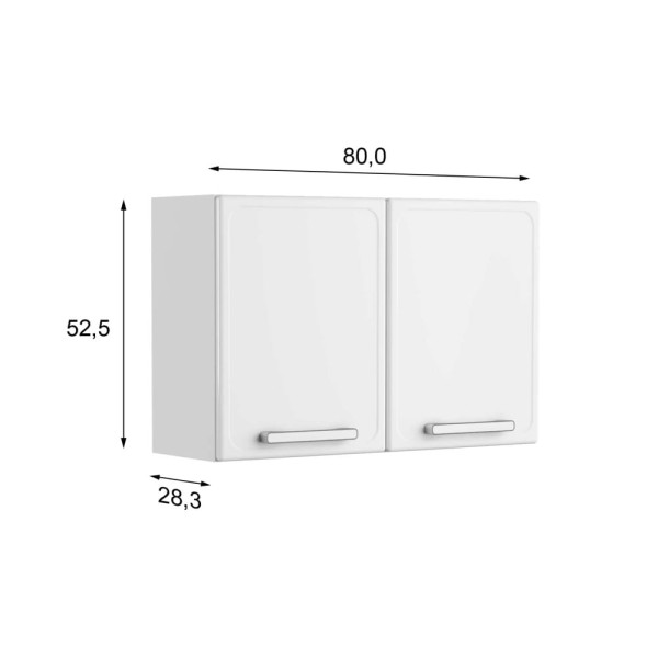 Encontraproduto.com.br - Armário Aéreo Organizador Duplo Para Cozinha Área de Serviço 2 Portas Com Puxadores Gourmet Branco