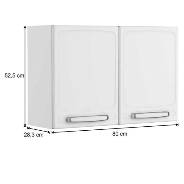Armário Aéreo Organizador Para Cozinha 2 Portas Com Puxadores 1 Prateleira Evidence Branco