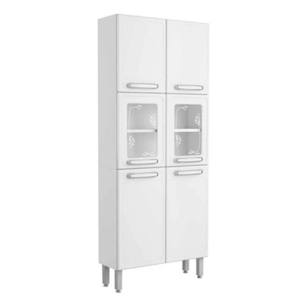 Encontraproduto.com.br - Armário Paneleiro Bertolini Com Vidro Em Aço 6 Portas Branco