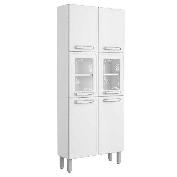Encontraproduto.com.br - Armário Paneleiro Bertolini Com Vidro Em Aço 6 Portas Branco