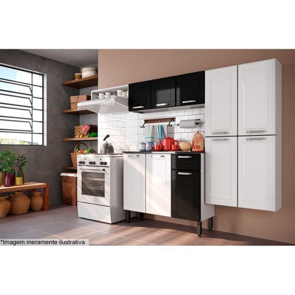 Encontraproduto.com.br - Balcão De Cozinha Dona Maria 6173 3 Portas 1 Gaveta C/ Tampo E Pés 105cm Branco - Bertolini