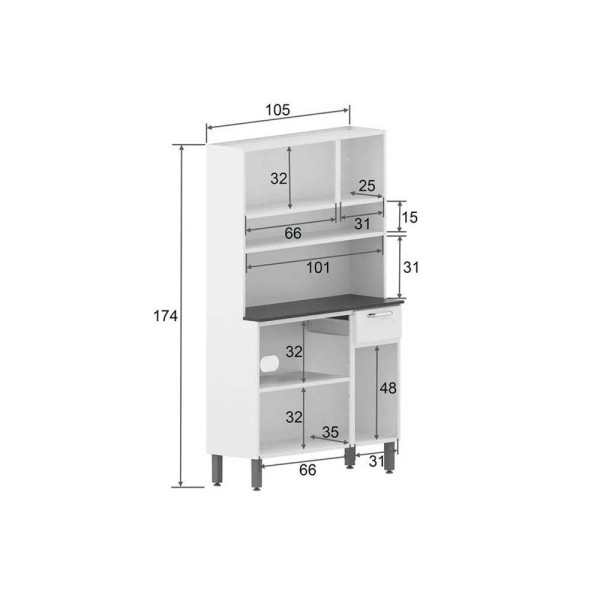 Encontraproduto.com.br - Cozinha Compacta Bertolini Rosana com 6 Portas e 1 Gaveta