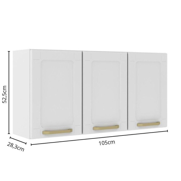 Encontraproduto.com.br - Armário Aéreo Alto De Aço 3 Portas Linha Colors Bertolini Branco