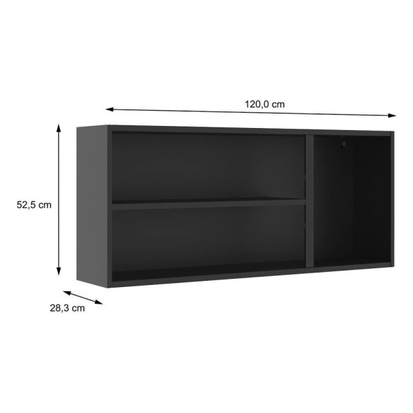 Encontraproduto.com.br - Armário Aéreo 3 portas de vidro 100% Aço Estilo Grafite