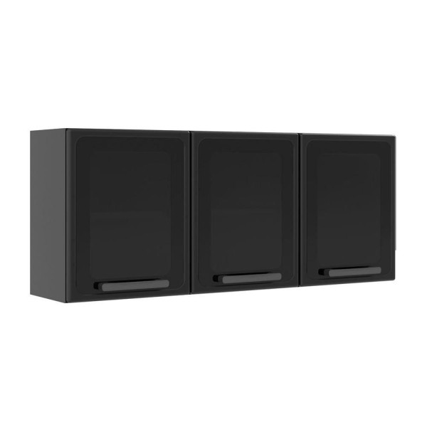 Encontraproduto.com.br - Armário Aéreo 3 portas de vidro 100% Aço Estilo Grafite