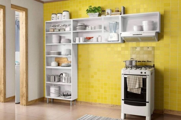 Encontraproduto.com.br - Cozinha Bertolini Multipla Compacta 3 Pecas 1 Paneleiro Duplo 2 Armarios Aereos em Aco Branco