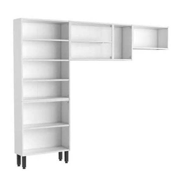 Encontraproduto.com.br - Cozinha Bertolini Multipla Compacta 3 Pecas 1 Paneleiro Duplo 2 Armarios Aereos em Aco Branco