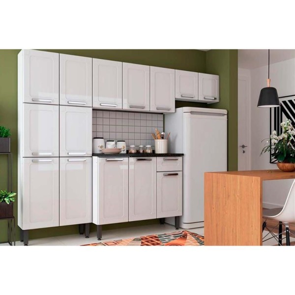 Cozinha Completa Múltipla 4 Peças (2 Armários + 1 Balcão + 1 Paneleiro) C4P72 Branco - Bertolini