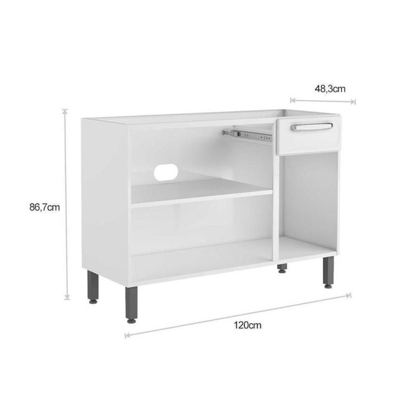 Encontraproduto.com.br - Módulo Cozinha Bertolini Evidence 7022 3 Portas E 1 Gaveta S- Tampo Branco-preto