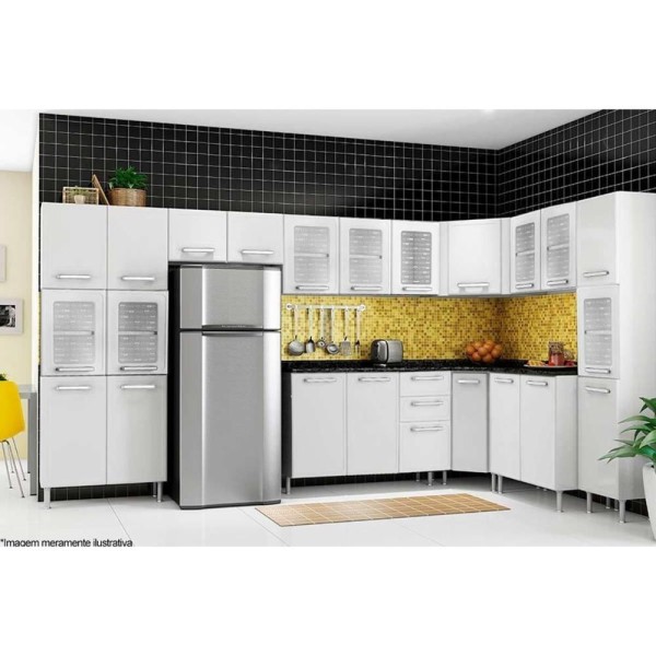 Encontraproduto.com.br - Armário Aéreo Cozinha Modulado Canto Oblíquo Evidence 7013 1 Porta Branco - Bertolini